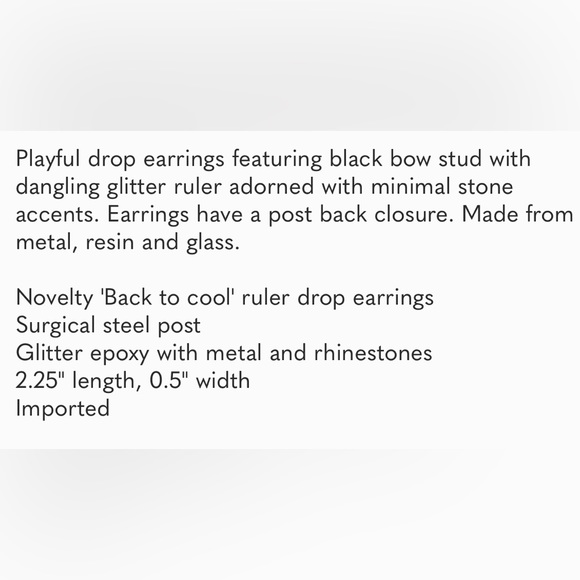 NWT ⚜️🖤⚜️ Betsey Johnson BACK TO COOL RULER DROP EARRINGS GOLD - Picture 8 of 8